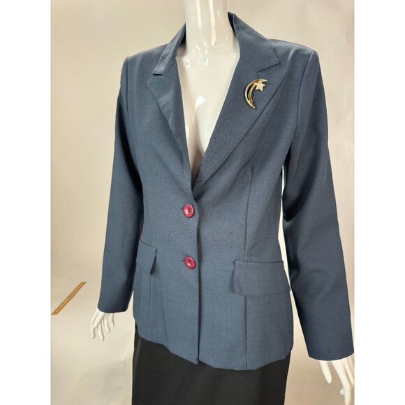 Vintage Gold-Tone Crescent Moon & Star Brooch With Rhinestones & Black Enamel - Picture 15 of 16